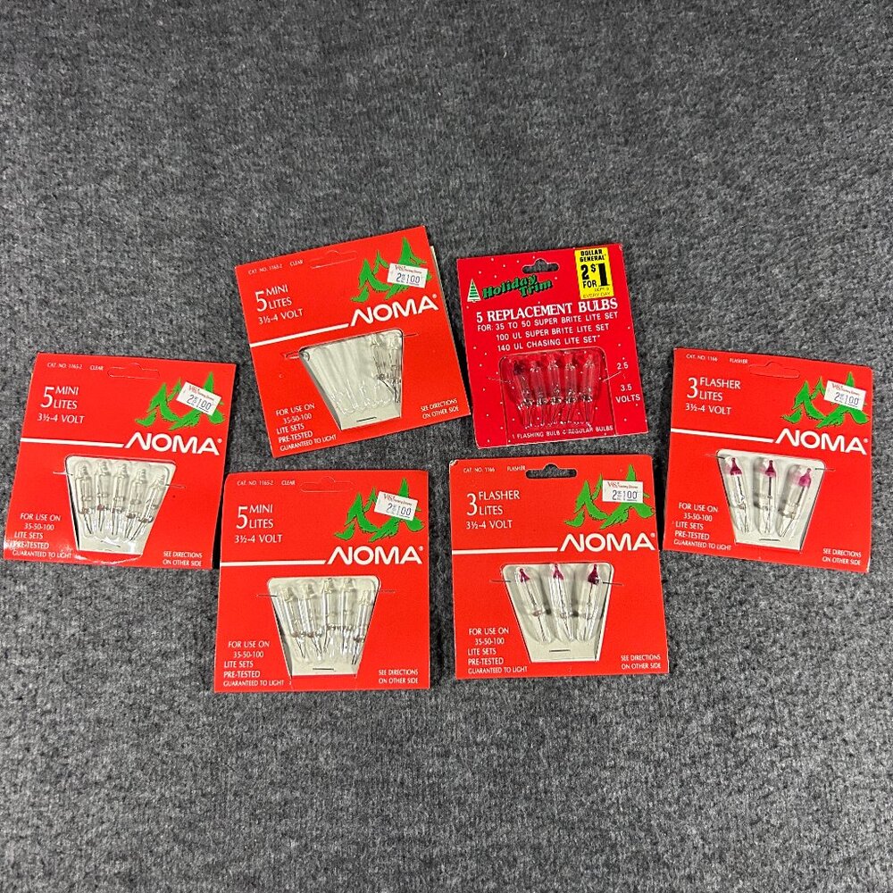 Vtg. 18 NOMA Christmas Flasher & Mini Replacement Light Bulbs 3.5-5 Volt NOS NIP
